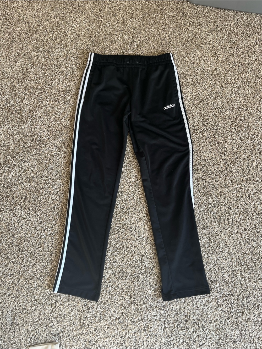 adidas Black Track Pants with White Side Stripes